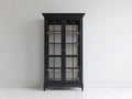 Estantería 90x35x200 cm - madera y vidrio - negro - diseño clásico para salón