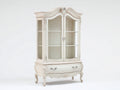 Estanterías de madera con 2 puertas de vidrio y 1 cajón 120 x 45 x 190 cm - color blanco - diseño clásico para salón