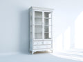 Vitrina 90x40x200 cm - madera y vidrio - blanco - diseño clásico con 2 puertas y 3 cajones para salón