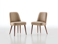 Sillas de comedor 52x55x82 cm - Tapizado de cuero sintético beige y marrón - Diseño moderno con patas de madera