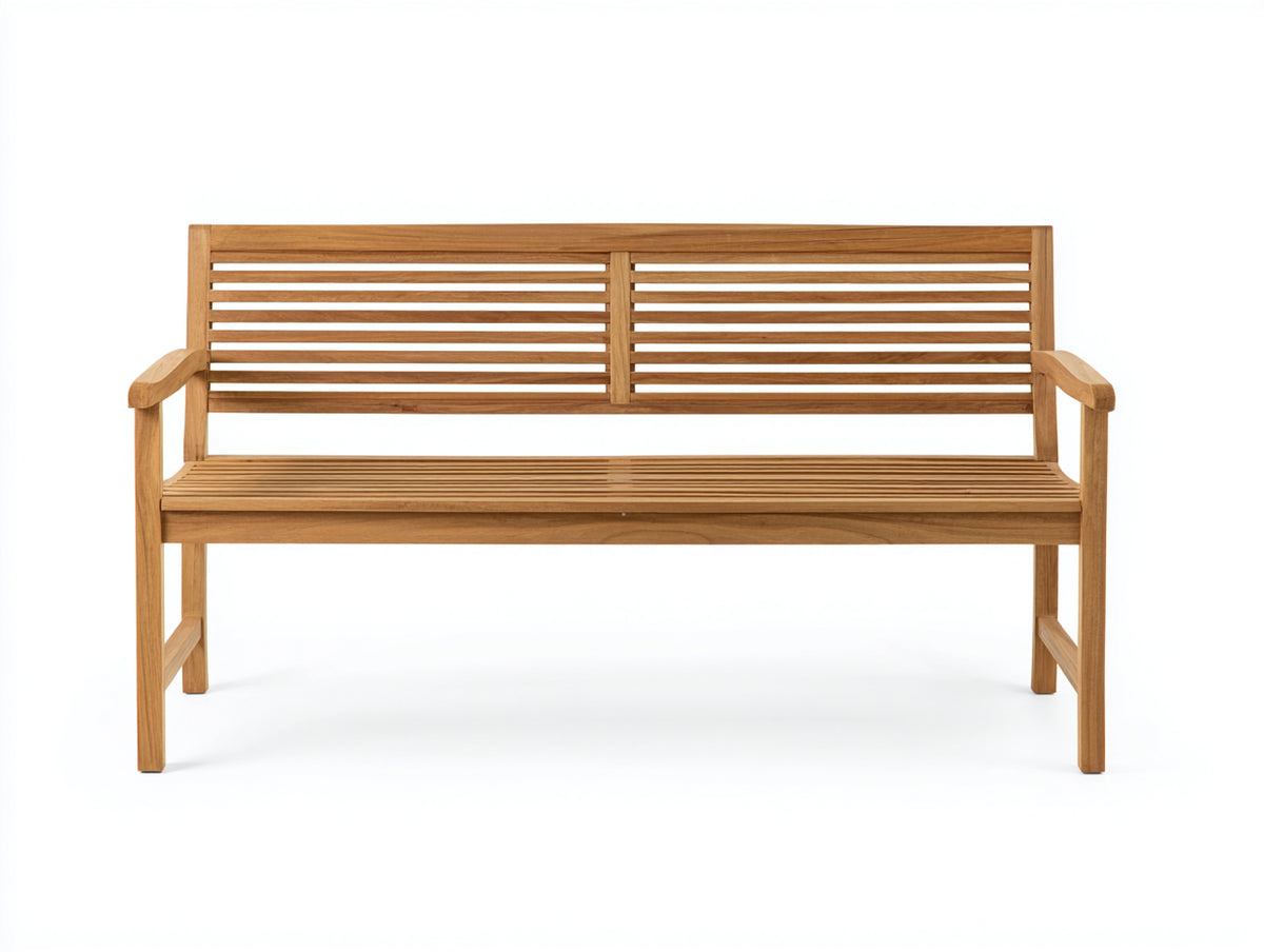 Banco de jardín de madera 180x65x90 cm - color madera natural - diseño clásico para exterior