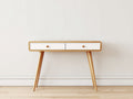 Mesas de oficina 120x50x75 cm - Madera natural con acabado blanco - Escritorio moderno con 2 cajones de almacenamiento
