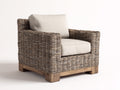 Sillones de ratán de exterior 90x85x75 cm con estructura tejida y cojín beige - Diseño natural para jardín y terraza