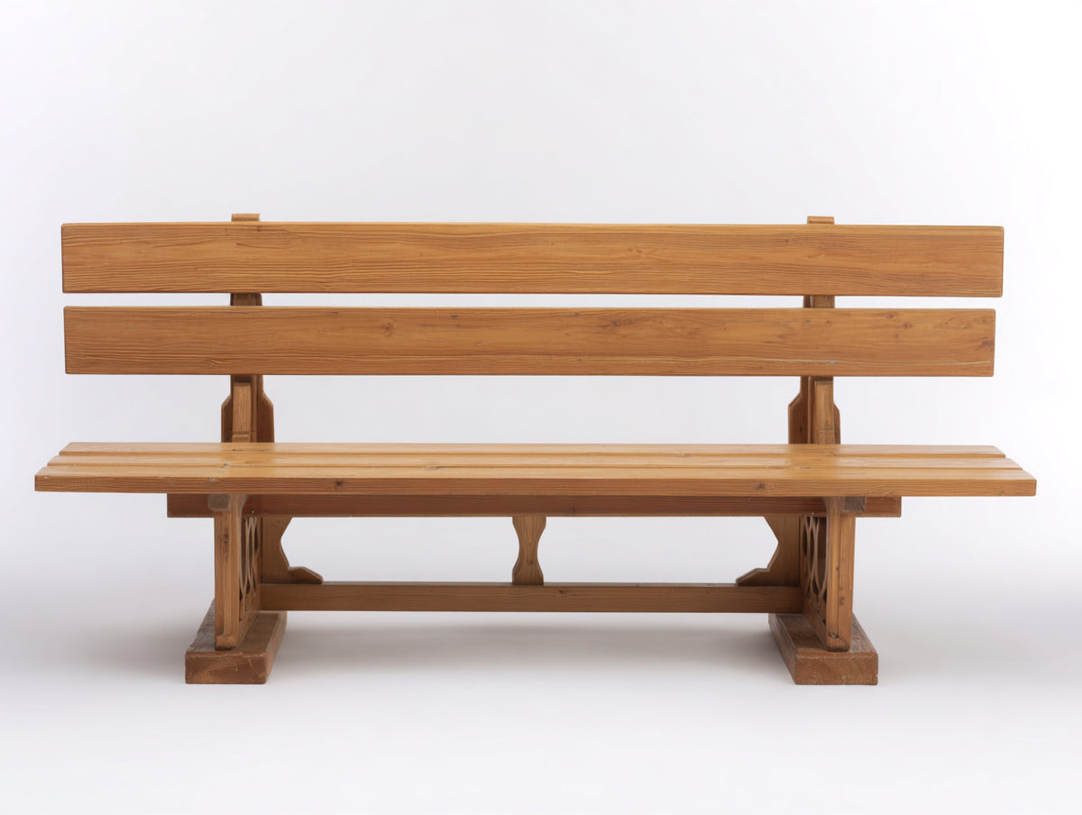 Bancos de jardín de madera 180x60x85 cm color madera natural con respaldo estilo rústico