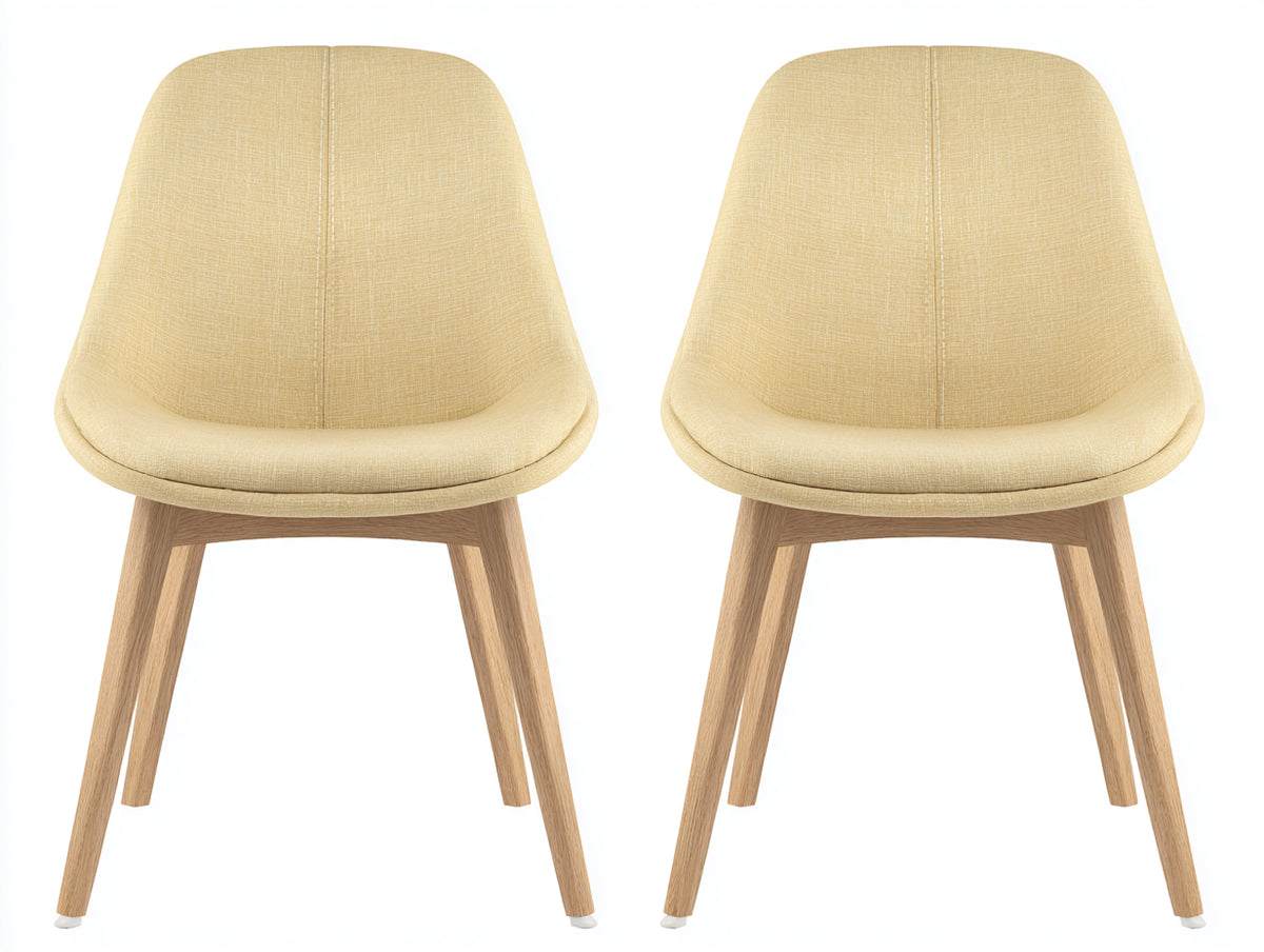 Sillas de comedor 56x58x82 cm - Tapizado de tela color beige - Patas de madera estilo moderno