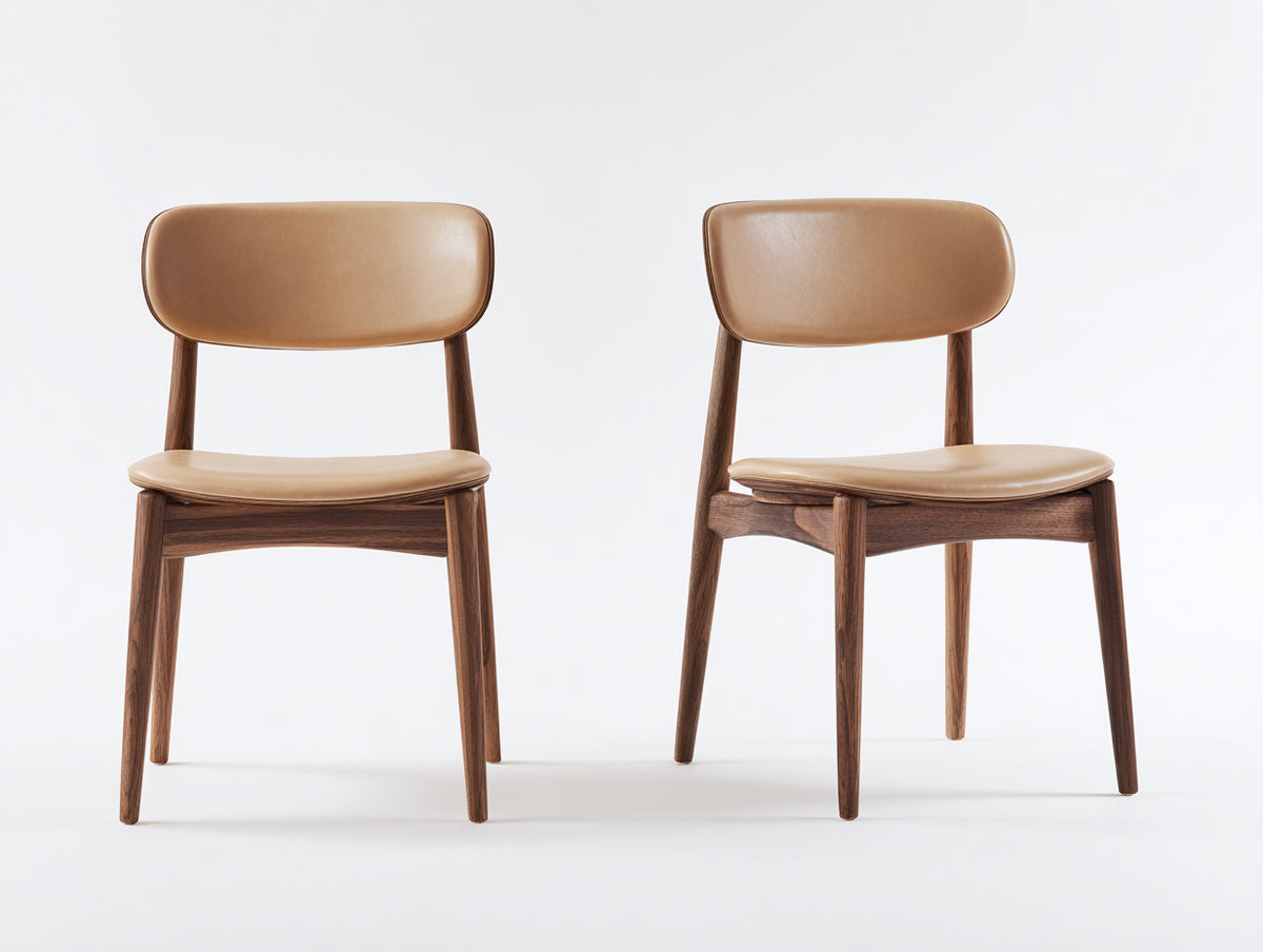 Sillas de comedor de madera 50x55x80 cm color nogal y beige con asiento acolchado estilo moderno