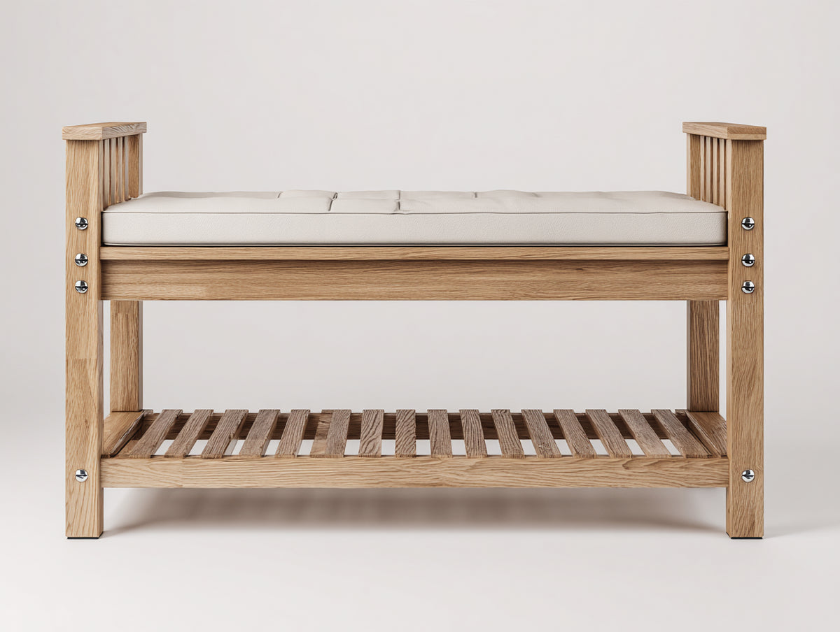 Banco de jardín de madera 200x60x85 cm - color madera natural - diseño rústico para exterior