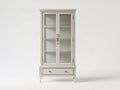 Estanterías de madera 100 x 40 x 210 cm - Blanco - Diseño clásico con 2 puertas de cristal y 1 cajón