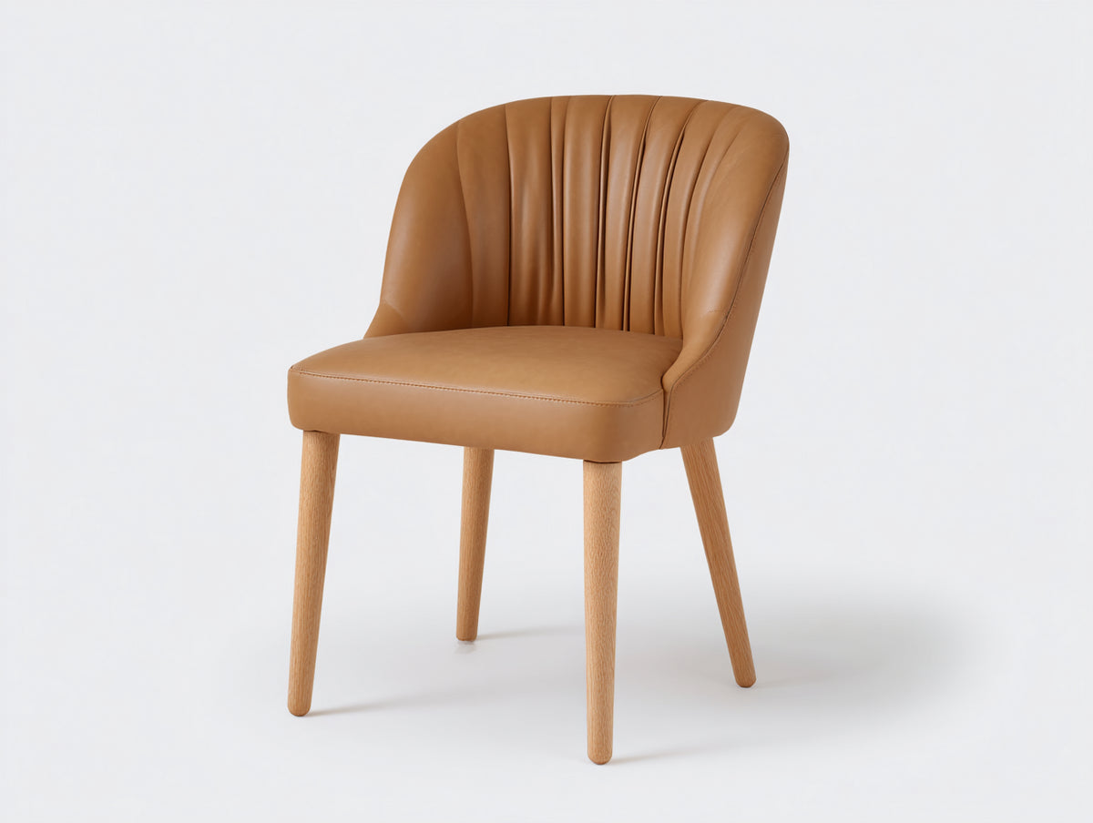Sillas de comedor tapizadas de cuero sintético con patas de madera 60 x 60 x 80 cm - color marrón y natural - diseño moderno para comedor
