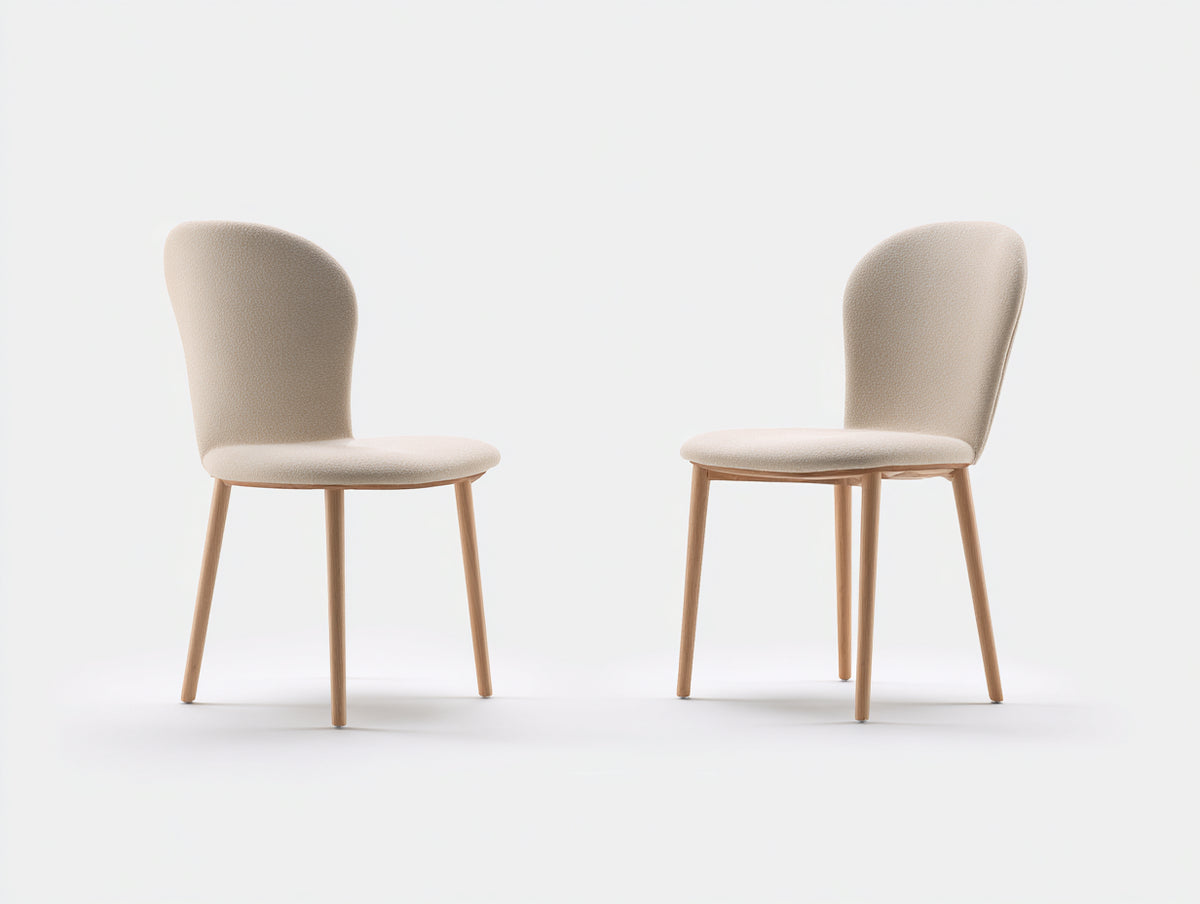 Sillas de comedor tapizadas 50x55x80 cm beige con estructura de madera natural estilo moderno