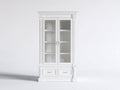 Estanterías de madera con 2 puertas de vidrio y 2 cajones 100 x 40 x 200 cm - color blanco - diseño clásico para salón