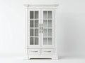 Estanterías de madera 120x40x200 cm - Acabado blanco con puertas de vidrio - Diseño clásico con 2 cajones inferiores
