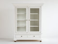 Estanterías de madera 120x40x190 cm - Acabado blanco con puertas de vidrio - Diseño clásico con cajones de almacenamiento