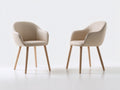 Sillas de comedor tapizadas 58x60x82 cm - beige y madera natural - diseño nórdico moderno para cocina y comedor