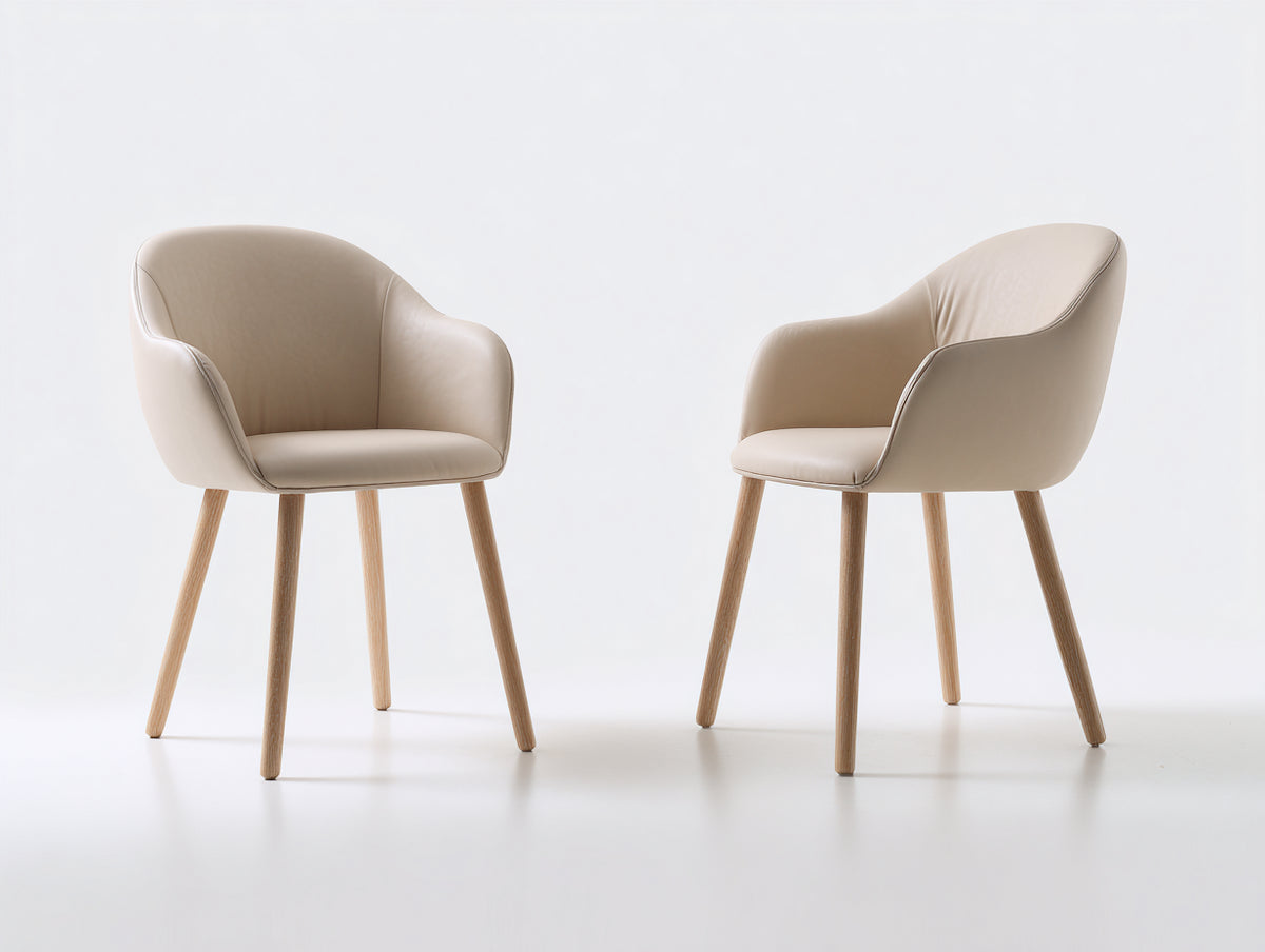 Sillas de comedor tapizadas 58x60x82 cm - beige y madera natural - diseño nórdico moderno para cocina y comedor