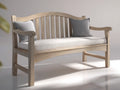 Banco de jardín 180x65x90 cm - Madera natural con cojín de tela beige - Diseño clásico para exterior