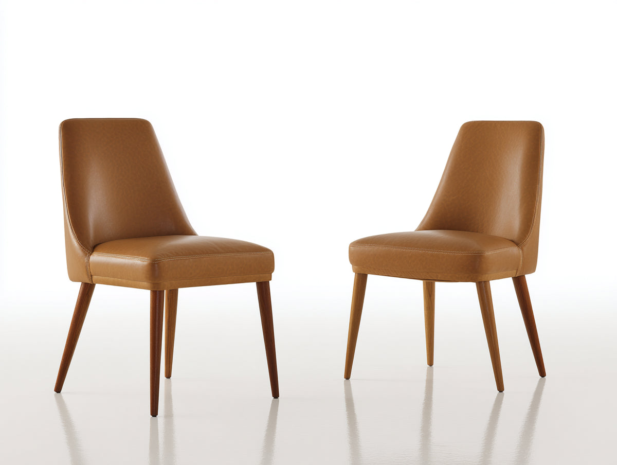 Sillas de comedor 55 x 60 x 85 cm - Marrón - Diseño moderno con asiento acolchado y patas de madera