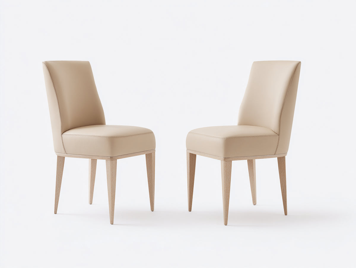 Sillas de comedor 55 x 60 x 85 cm - Beige - Diseño moderno con asiento acolchado y patas de madera