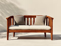 Bancos de jardín de madera 180 x 65 x 85 cm - Marrón y beige - Diseño moderno con asiento acolchado